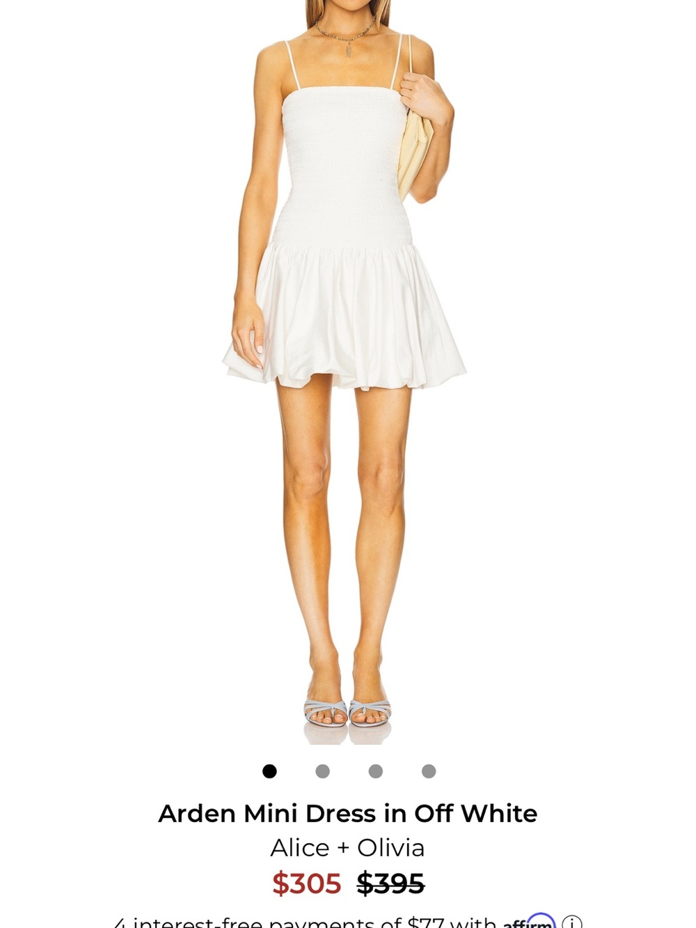 Alice + Olivia Off-White Strapless Smocked Mini Dress